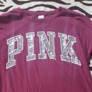 PINK maroon long sleeved shirt with bling